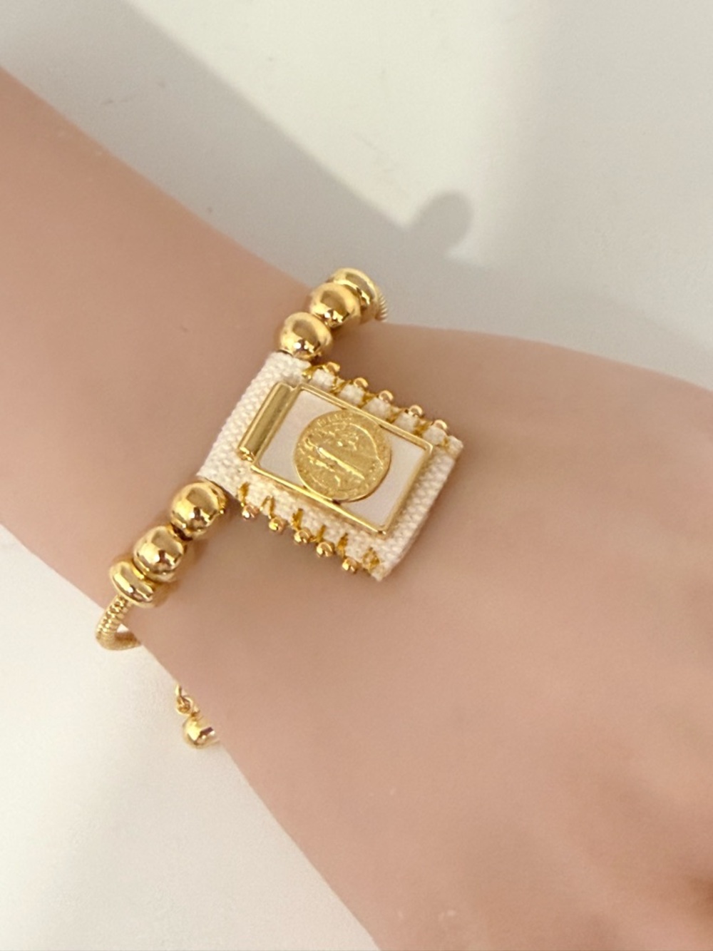 Handmade St. Benedict Beaded Coin-Accent Bracelet - Women Jewelry